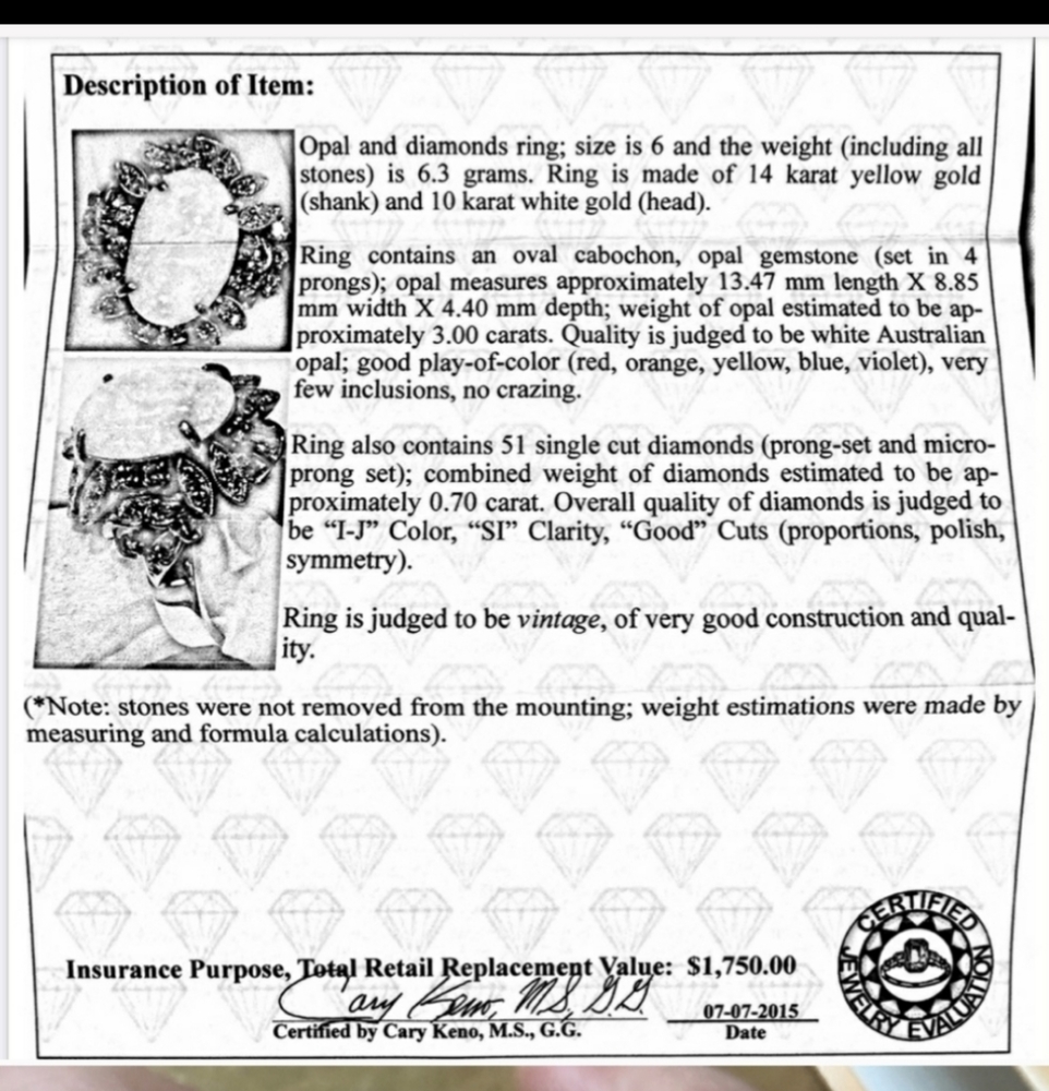 OPAL RING VINTAGE - Picture 2 of 2